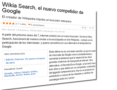 Fernando Maciá sobre Wikia Search en La Vanguardia