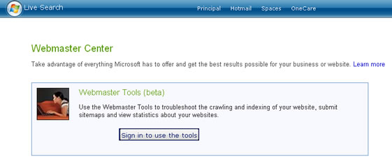 Live Search Webmaster Tools