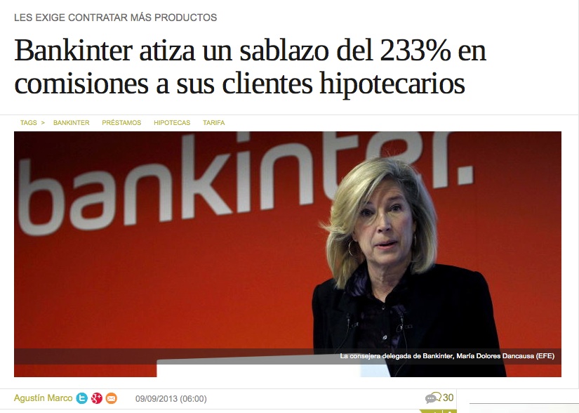 Bankinter atiza un sablazo a sus clientes hipotecarios